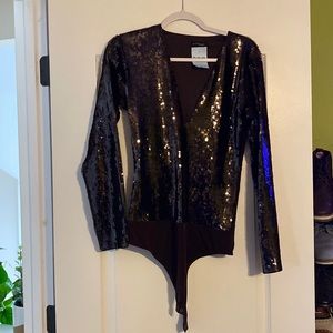 Beautiful brown sequin Express shirt NWT Largs